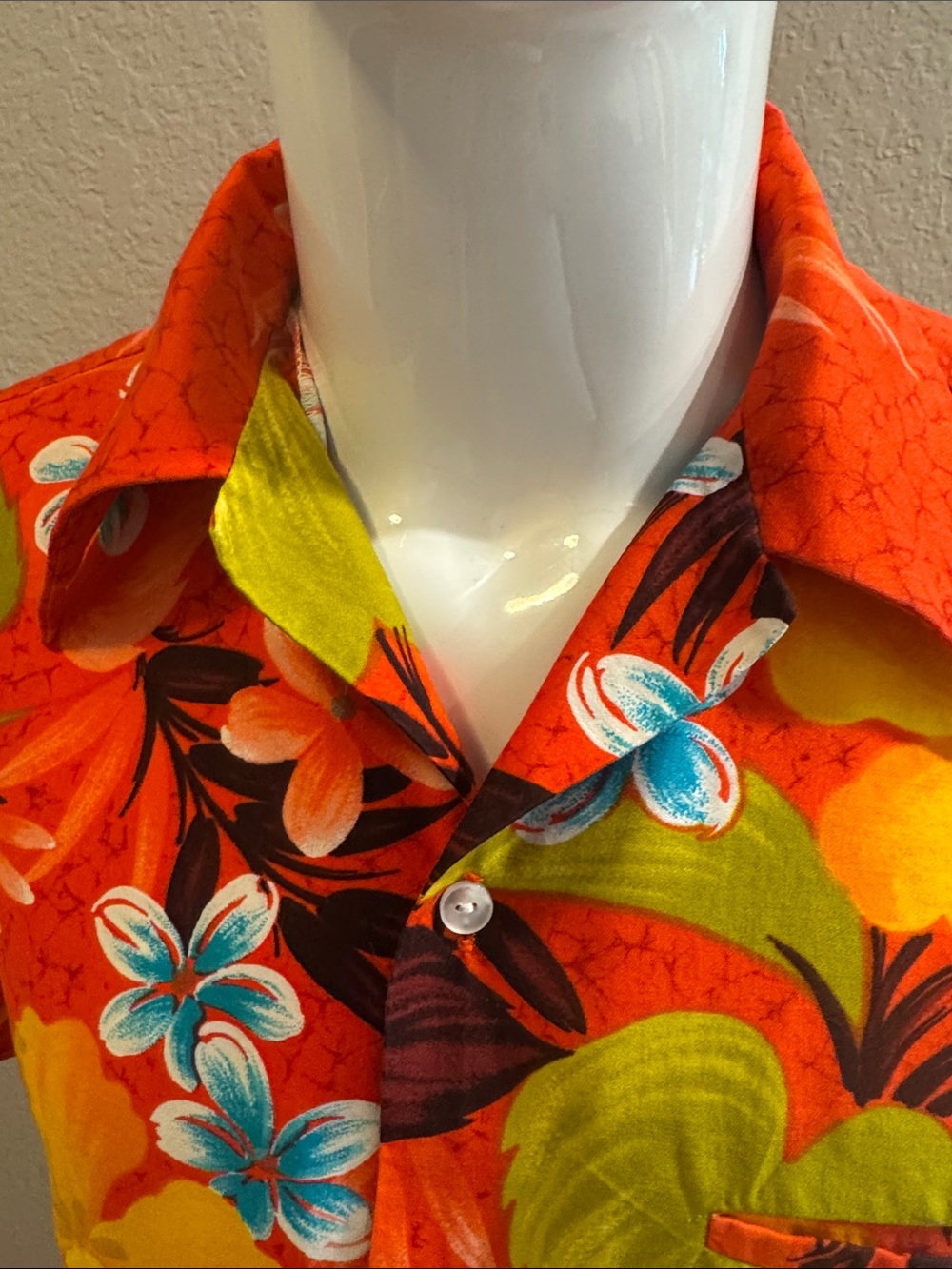 Sears Red Tropical Floral Button-Down Shirt - Picture 3 of 10